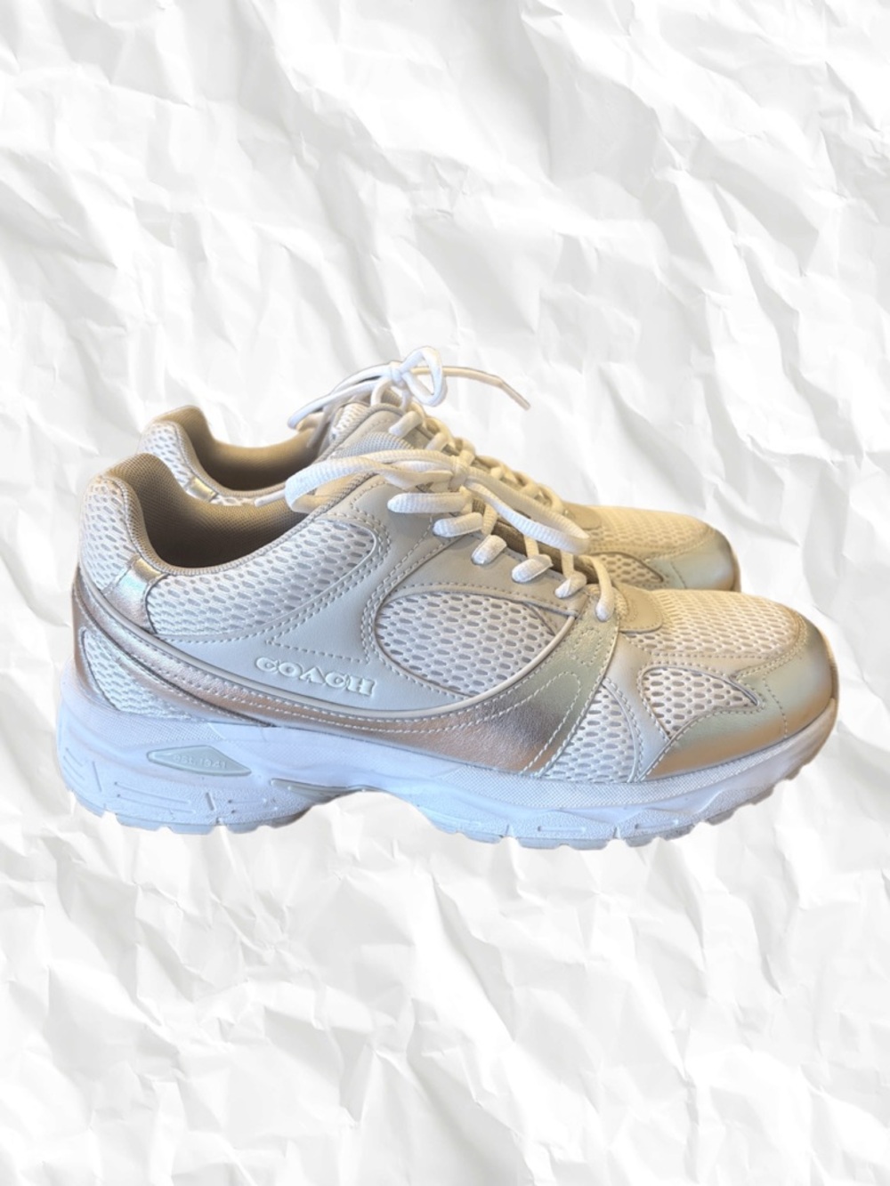 Coach White and Silver Runner Sneakers - Picture 2 of 4